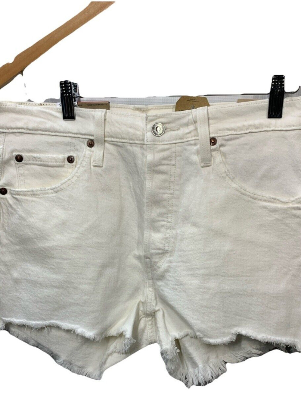 Levi's 501 Women's Off White High Rise Denim Original Shorts Size 28 Non-stretch